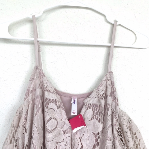 Xhilaration Blush Floral Lace Cold Shoulder Dress - Picture 3 of 8